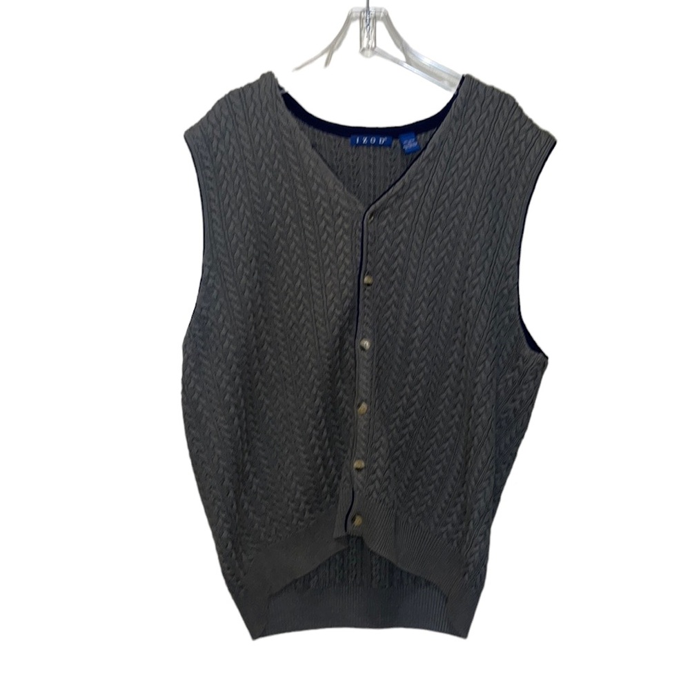 IZOD Cable Knit Button Front Sweater Vest~XL~Grandpa Core